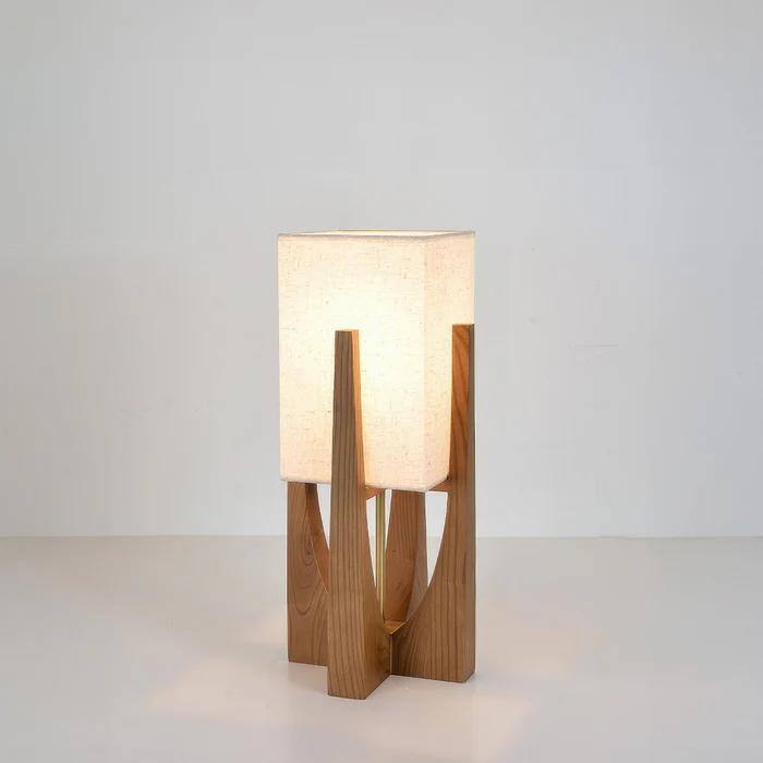 Solid Wood Modern Floor Lamp with Fabric Shade