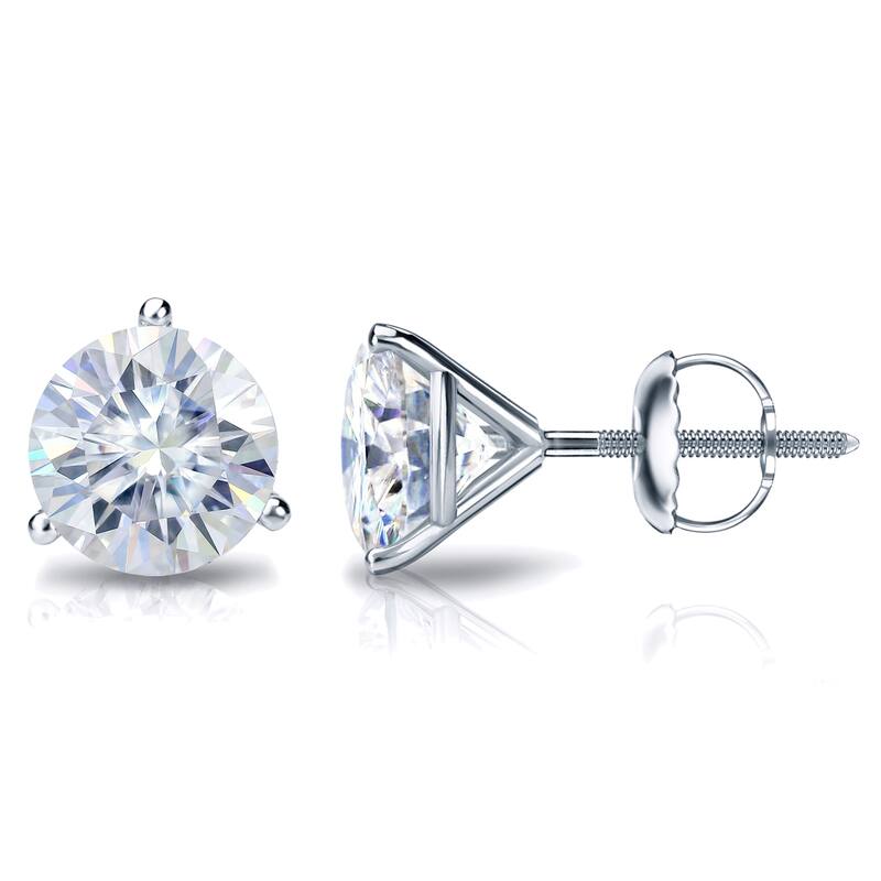 Auriya 1ctw Round Moissanite Stud Earrings 14k Gold Martini-set - 5 mm - White
