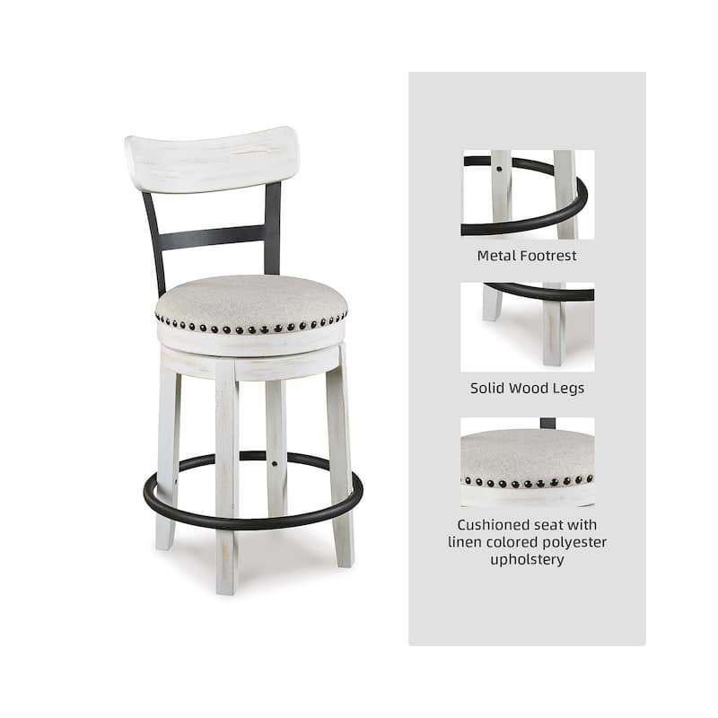 Valebeck White Counter Height Swivel Stool - 19.25" W x 19.25" D x 36.88" H