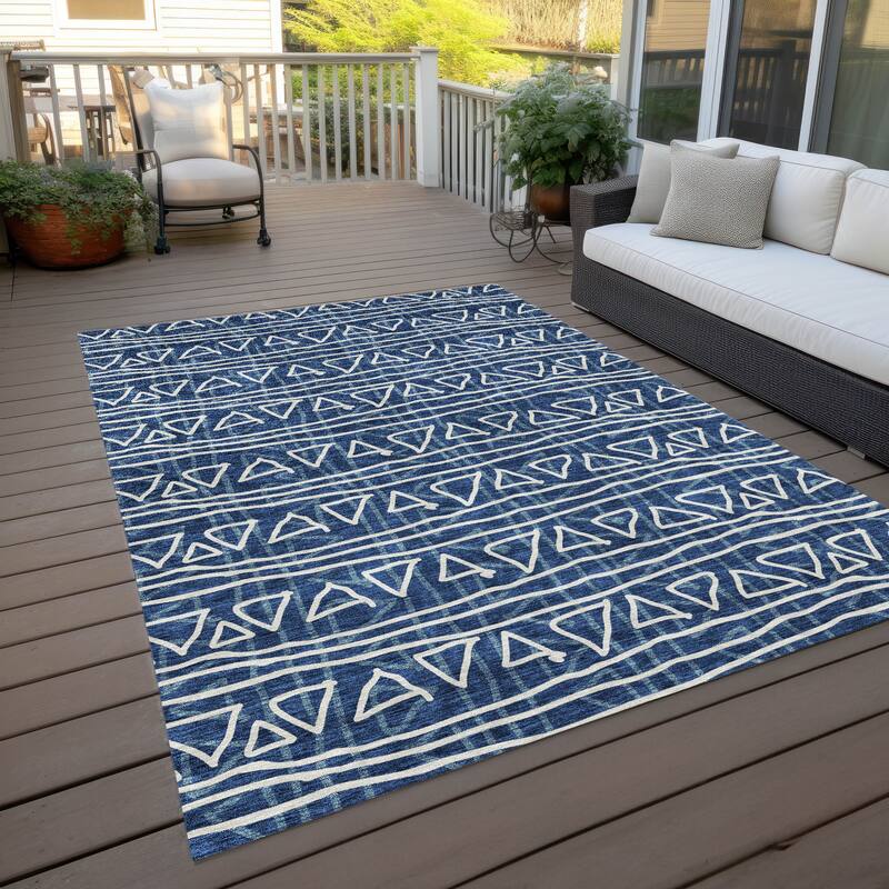 Machine Washable Indoor/ Outdoor Chantille Boho Morrocan Rug