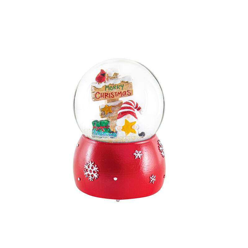 LED Polyresin Water Globe with Gnome Icon, Merry Christmas