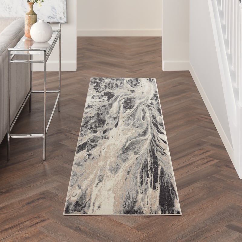 Nourison Home Neutral Modern Abstract Area Rug - 2'2" x 7'6" Runner - Multicolor