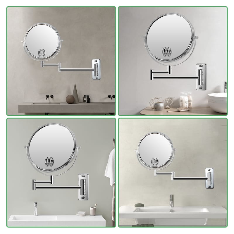 Makeup Mirror 10x Magnification Double-Sided Swivel Mirror Wall Mount