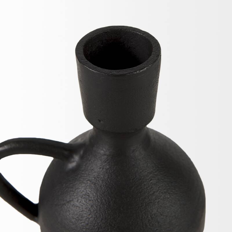 Cyrus 5.1L x 3.9W x 7.5H Black Spherical Vase W/ Flute Decorative Object