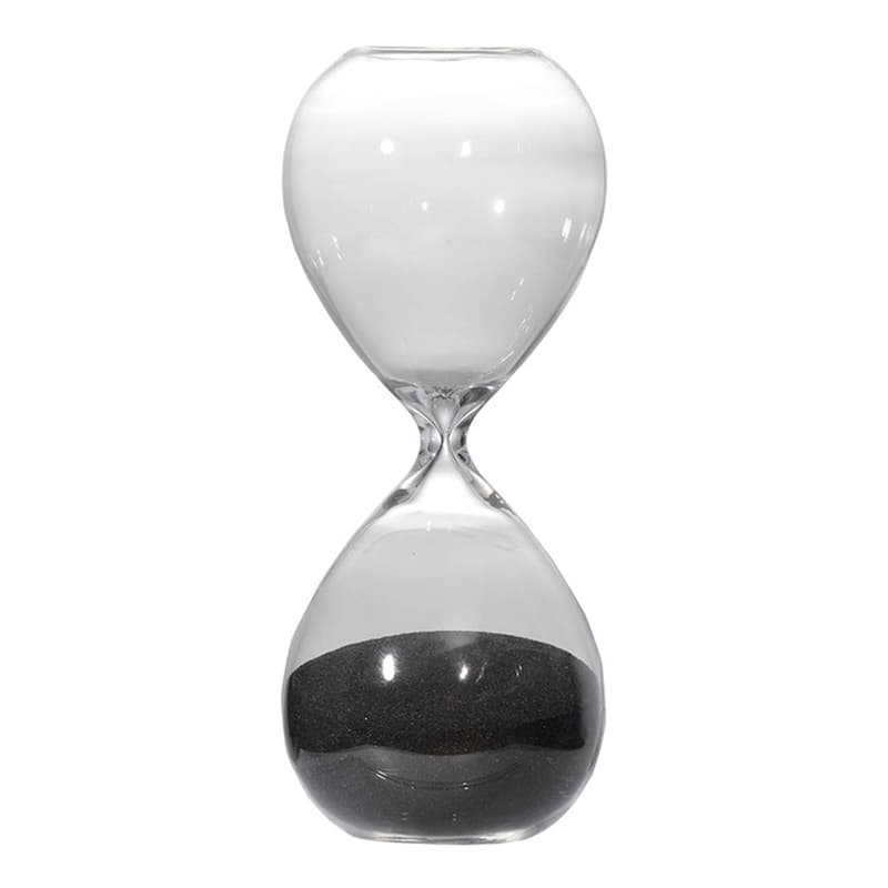 Set of 2, 8" Ferdinand 30-Minute Hourglass, Black Sand - Black