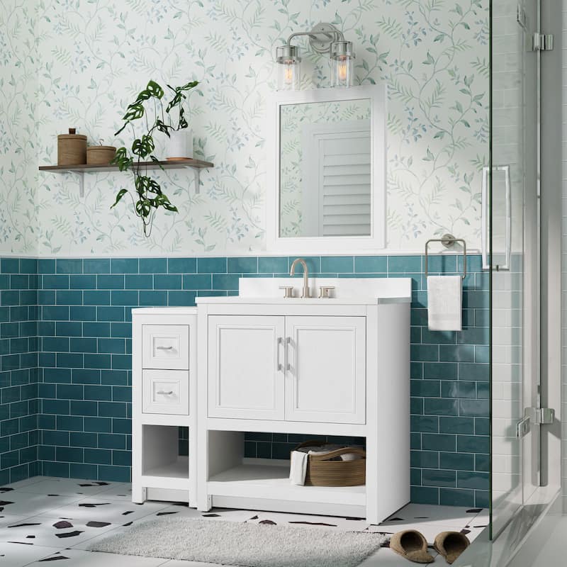 Blakely Vanity with Mirror and 12-inch Side Cabinet - 31" Vanity - White