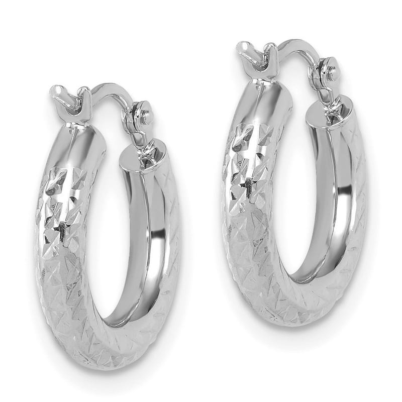 Curata 14k White Gold Sparkle Cut Round Hoop Earrings - 16x16mm