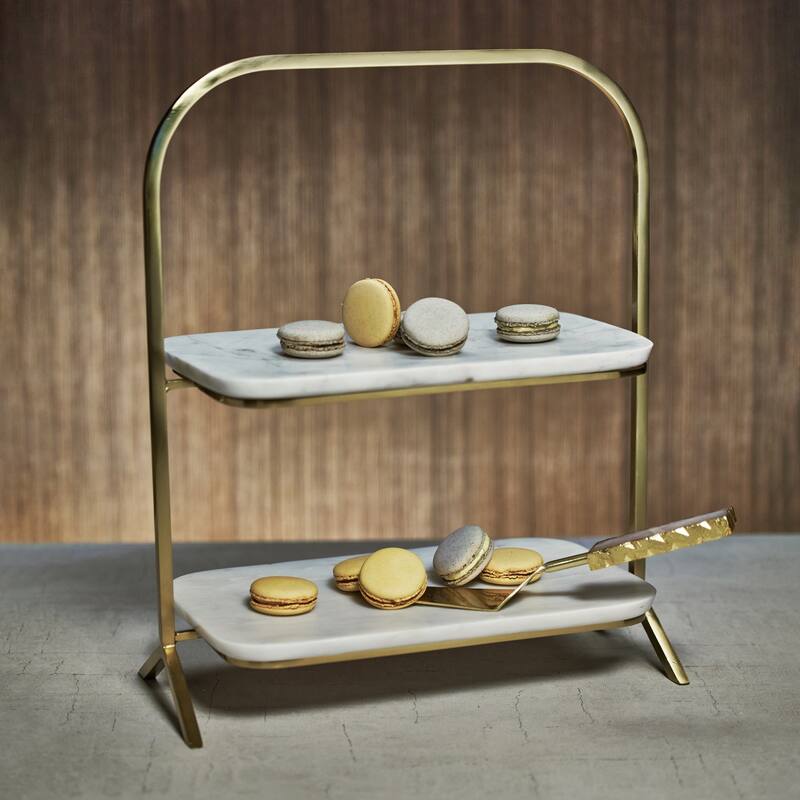 Hattie 2- Tier Marble Tray Stand - Oval