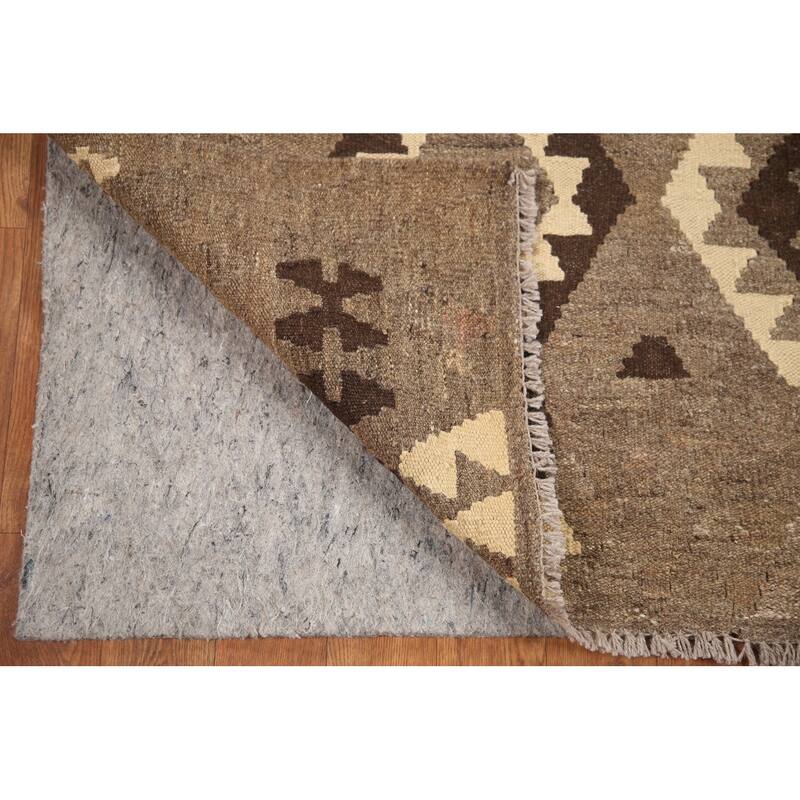 Hand Woven Oriental 100% Wool Carpet Southwestern Geometric Brown Kilim Area Rug - 6' 8'' X 5' 2''