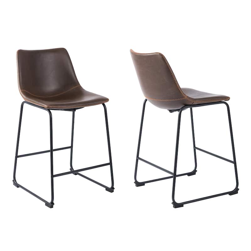 Milan 26" Vintage Faux Leather Bar Stool (Set of 2) - Brown