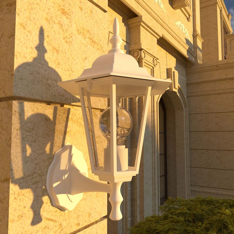 1- Light Outdoor Textured White Wall Mount Light