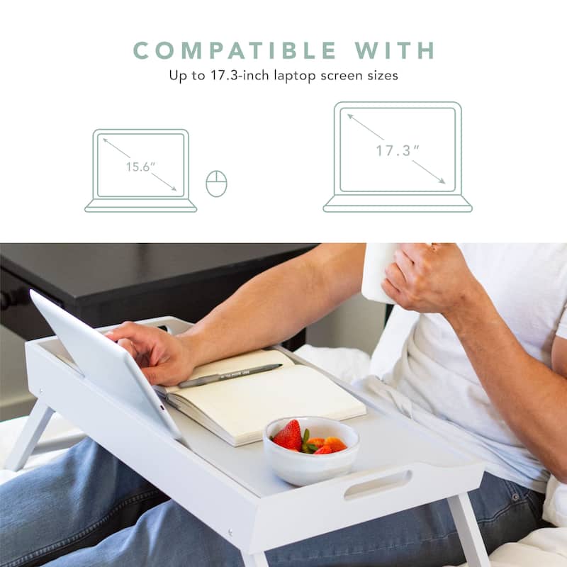 Rossie Home Large Media Bed Tray with tablet and phone holder - Calming Grey