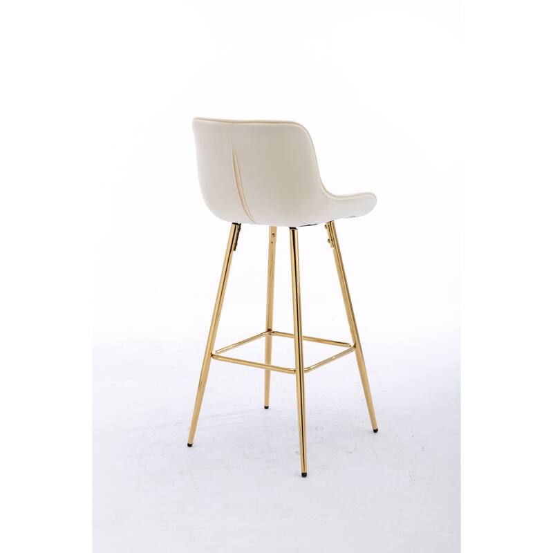Velvet Swivel Bar Stools Set of 2, Counter Height Bar Chairs with Back, Kitchen Island Stools with Footrest and Metal Legs
