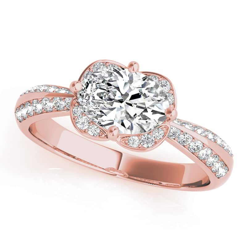 Auriya 14k Rose Gold Lab Grown Oval Diamond Halo Engagement Ring 0.50 to 5.00 ct. tw. (F-G VS) - 1.00 ct. center - 5.5
