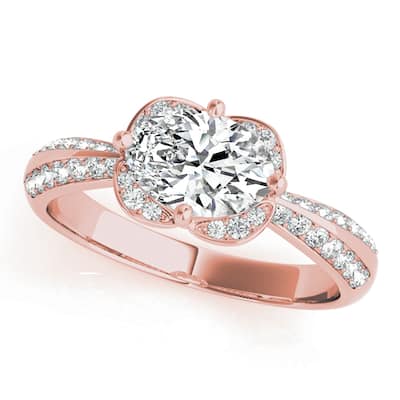 Auriya 14k Rose Gold Lab Grown Oval Diamond Halo Engagement Ring 0.50 to 5.00 ct. tw. (F-G VS)