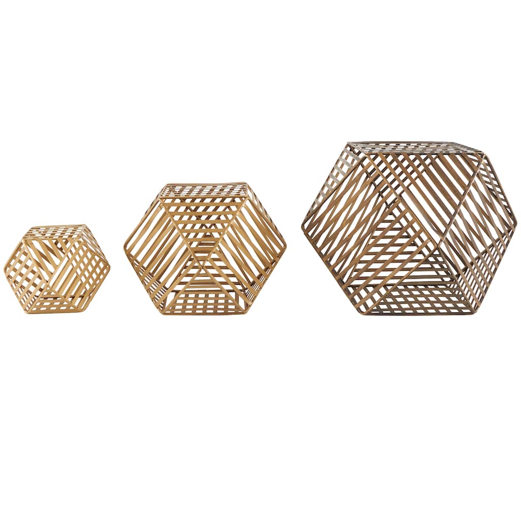 Metal Geometric Sculpture - Set of 3 Gold - Roche River Decor - 8"W x 8"L x 8"H