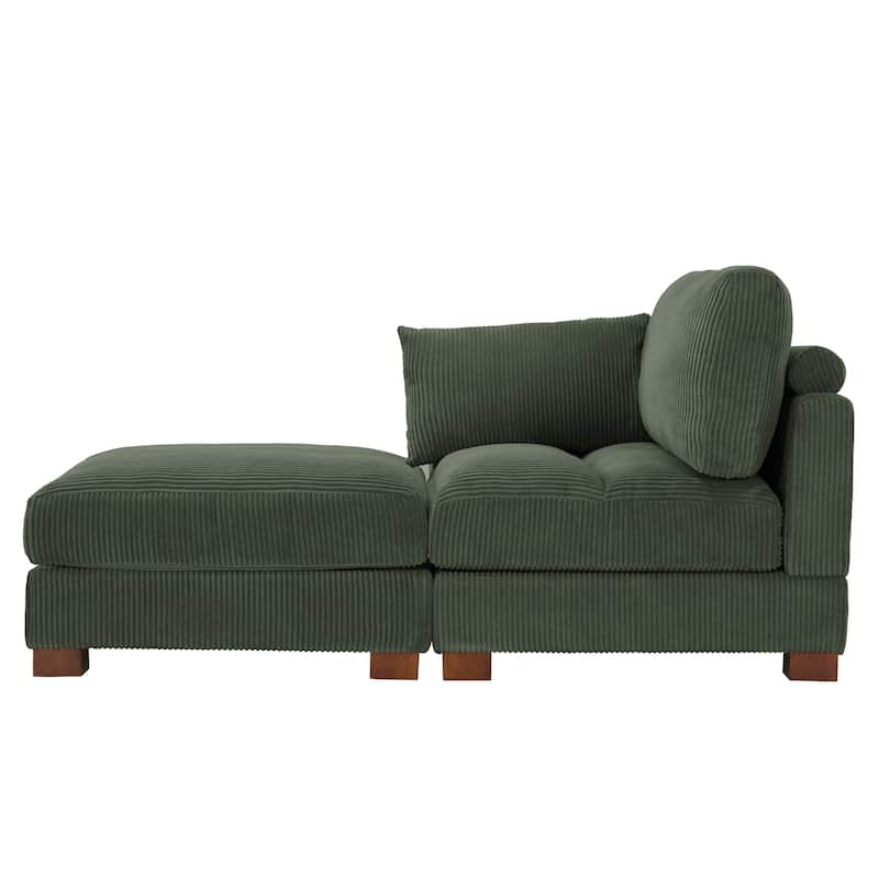 Modern 43'' Corduroy Comfy Sectional Chaise Lounge with Pillow