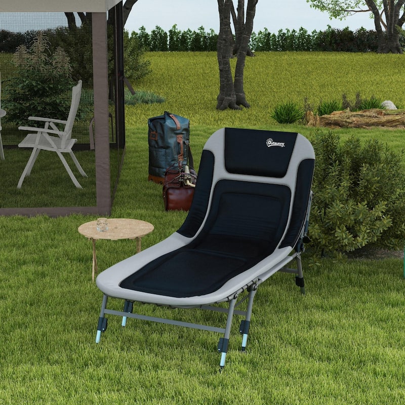 Foldable and adjustable recliner with upholstery and headrest
