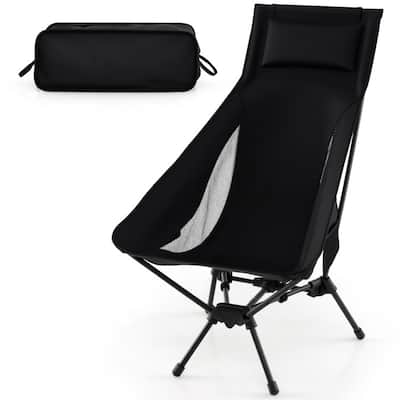 Black Aluminum Camping Chair with High Back, Mesh Seat and Carry Bag