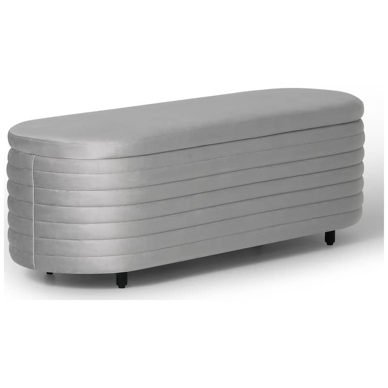 Farrah Velvet Polyester Flip Top Storage Ottoman - 54"