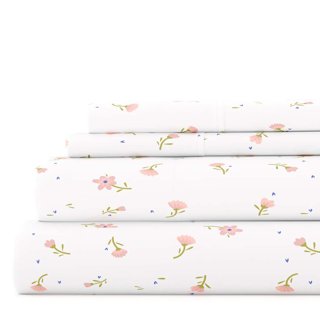 Becky Cameron Soft Floral Pattern 4-piece Deep Pocket Bed Sheet Set