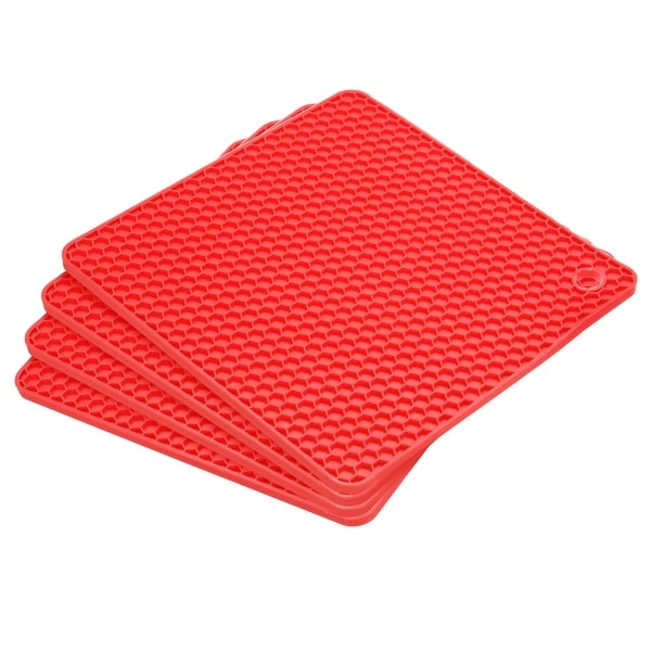 Silicone Trivet Mats 4pcs Hot Pads Pot Holder for Countertop Red