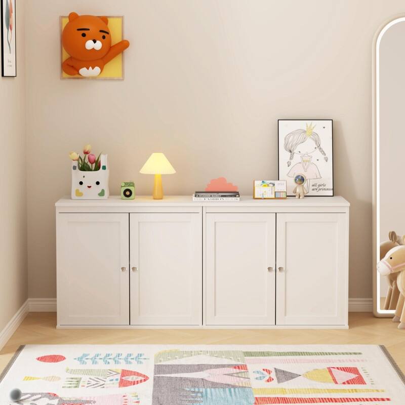 Kitchen Storage Cabinet with Double Doors - Coffee Bar Sideboard with Adjustable Shelves