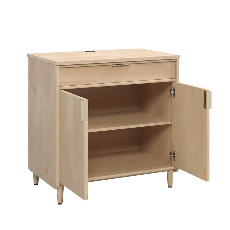 Wood Versatile Library Base with Two-Door Cabinet and Drawner, Maple
