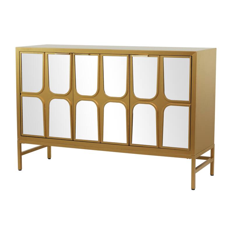 Gold Wooden 3 Door Room Cabinet or 3 Drawer Chest with Mirrored Front