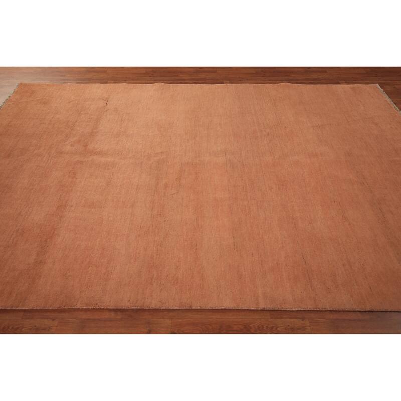 Orange Modern Gabbeh Area Rug Hand-Knotted Wool Carpet - 6'8" x 9'9"