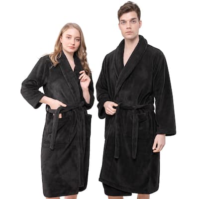 American Soft Linen Mens and Womens Robe Warm Fleece Unisex Bathrobe