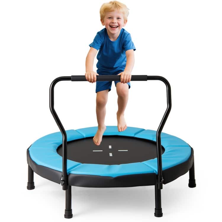 Metal Kids Trampoline with Foam Handle and Safety Mat