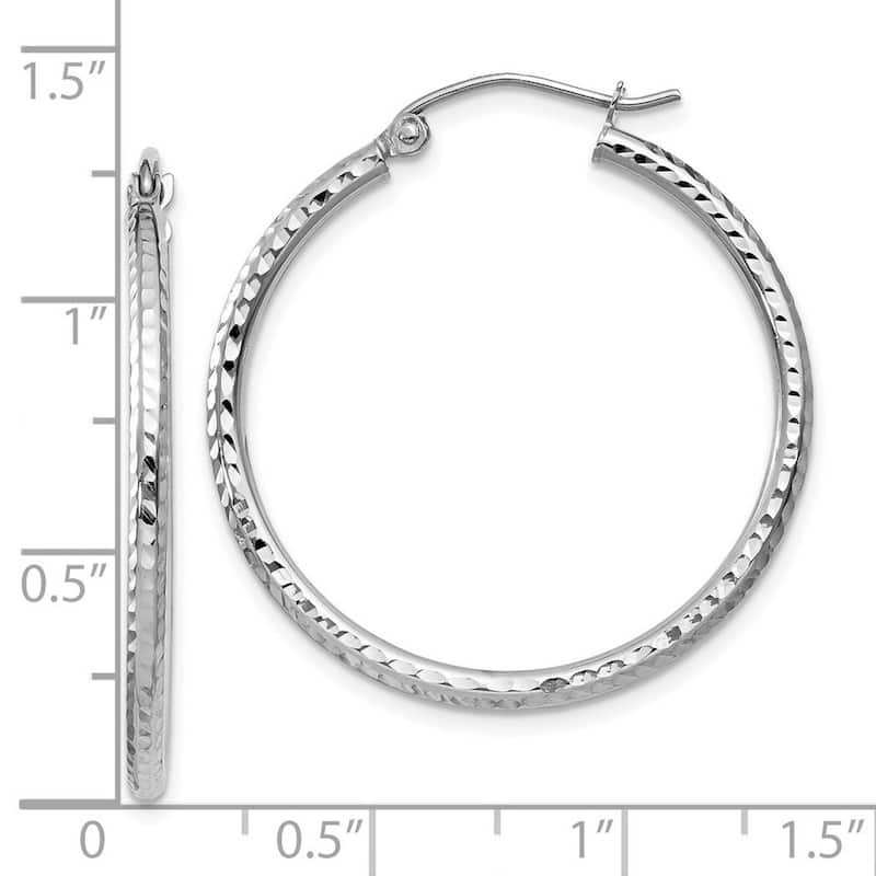 Curata 14k White Gold Sparkle Cut Round Tube Hoop Earrings - 30x30mm
