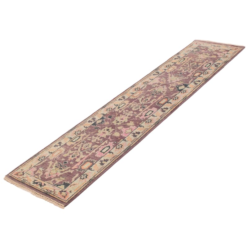 ECARPETGALLERY Hand-knotted Modern Oushak Purple Wool Rug - 2'6 x 11'9
