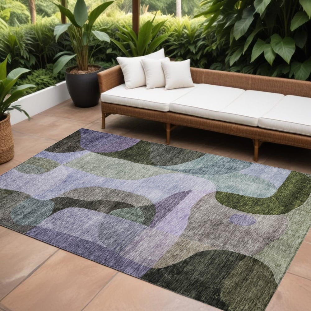 HomeRoots Abstract Transitional Rectangle Outdoor Rug