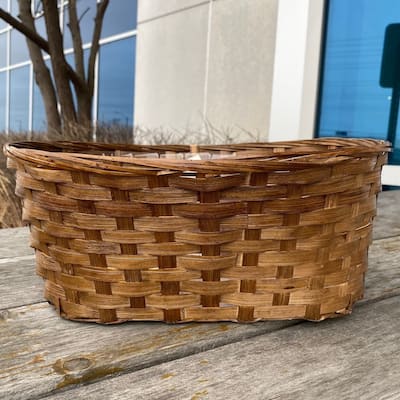Woven Wicker Basket Shaped Planter