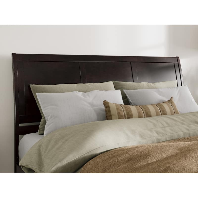 King Sleigh Solid Wood Panel Headboard in Espresso with Curved Design for Classic and Elegant Bedroom Style