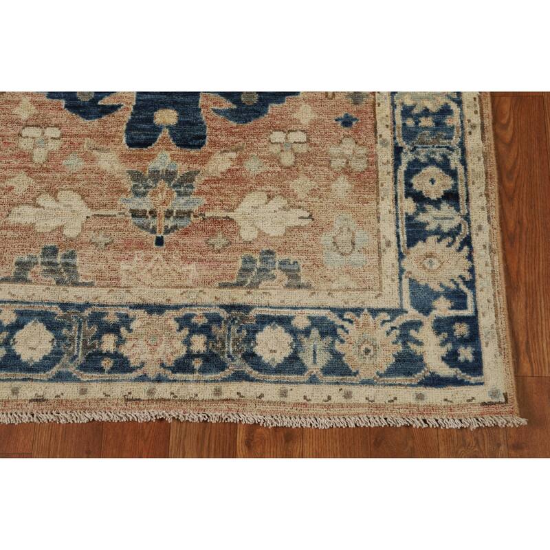 Hand Knotted Oriental 100% Wool Carpet Transitional All-Over Oranges & Rust Oushak Runner Rug - 8' 2'' X 2' 11''