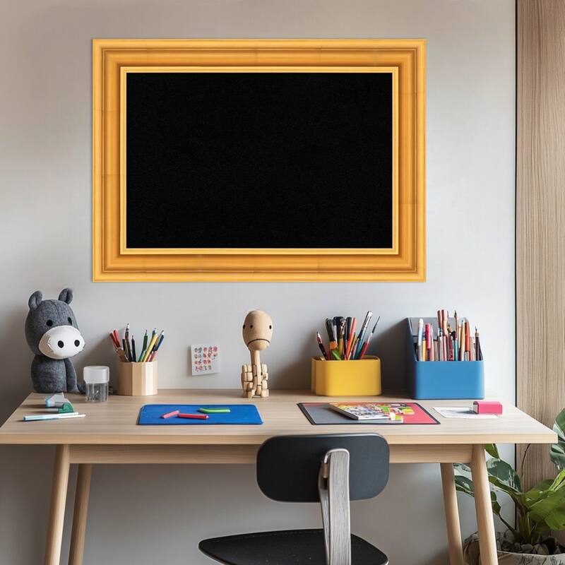 Sierra Gold Wood Framed Cork Board - Bulletin Board, Organization Board, Pin Board