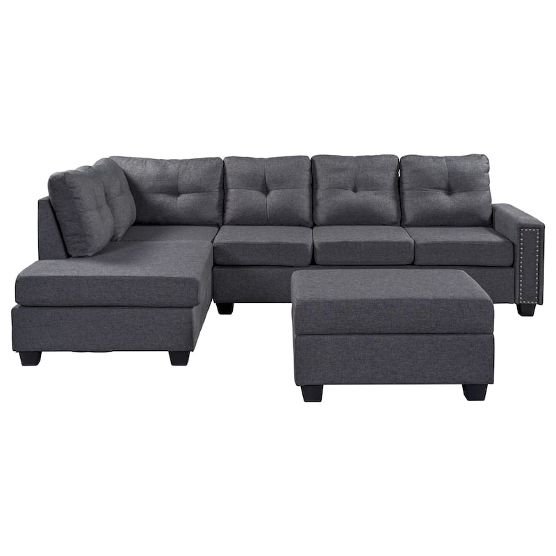 Reversible Sectional Sofa Space Saving with Storage Ottoman Rivet