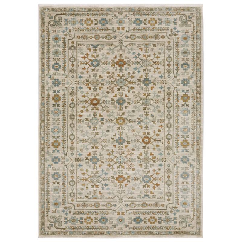 Meadow Global Traditional Area Rug - 2' 3" x 7' 6" - Ivory/ Teal - Runner