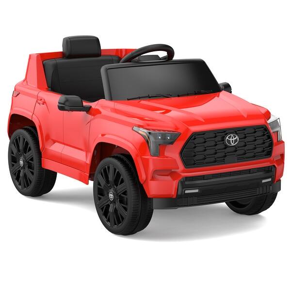 slide 2 of 7, Ride on Truck Car 12V Battery Powered Kids Electric Vehicles, Licensed Toyota Kid Cars, Ride on Toys with Remote Control Red