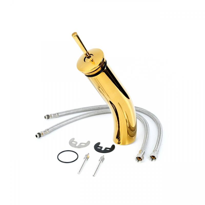 Brass Bathroom Faucets 12" Waterfall Faucet with Clear Glass Disk, Supply Lines and Mounting Hardware