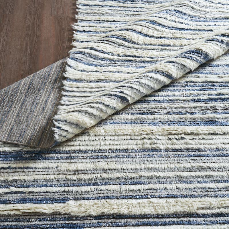 Abstract Shag Blue/White Area Rug