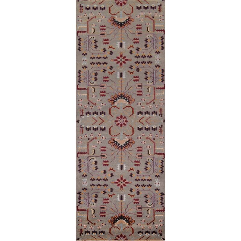 Tribal Geometric Kazak Oriental Runner Rug Hand-Knotted Wool Carpet - 3'1"x 10'3"