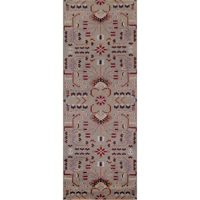Tribal Geometric Kazak Oriental Runner Rug Hand-Knotted Wool Carpet - 3'1"x 10'3"