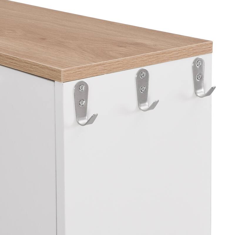 Sleek Narrow Shoe Cabinet with Adjustable Shelves & 3 Flip Drawers, Wood Grain Finish for Entryway Storage
