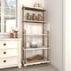 preview thumbnail 12 of 19, White Wood 5 Shelf Scroll Shelving Unit with Brown Spindle Sides and Ball Feet