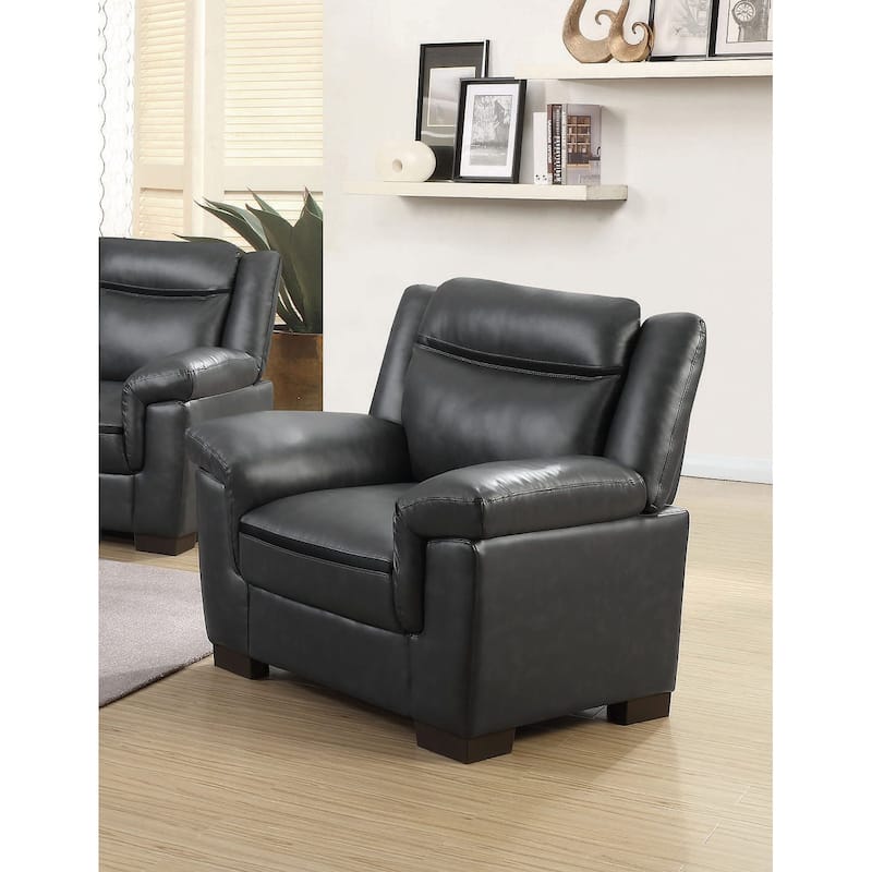 Chair with Faux Leather Upholstery, Dark Brown