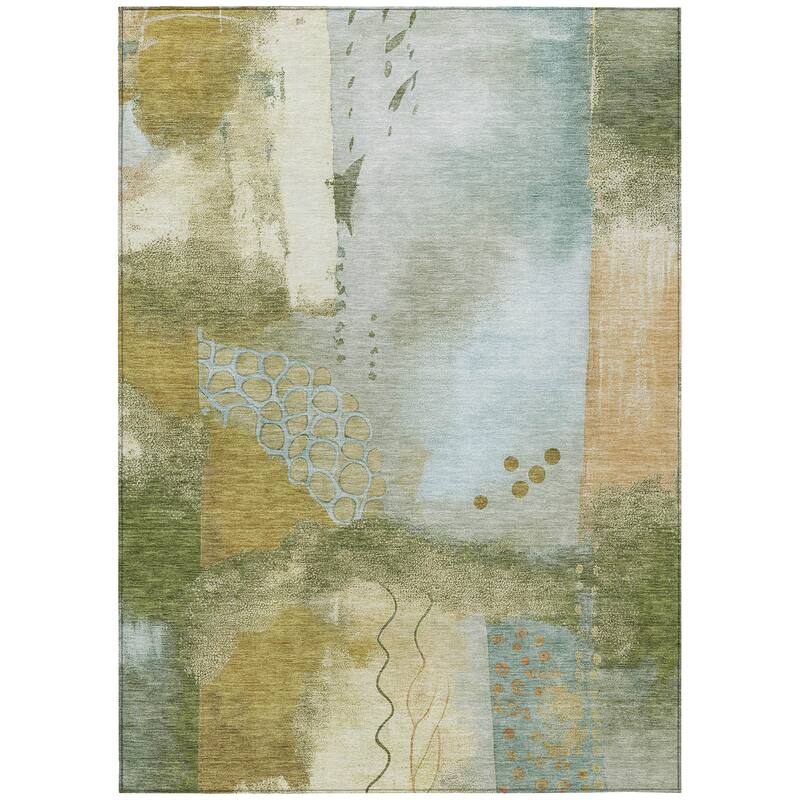 Machine Washable Indoor/Outdoor Modern Abstract Chantille Rug